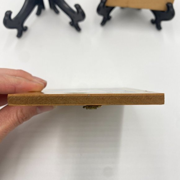 2 Small Antique Wooden Frame Swiss Girls Child Pretzel Jack Russell Terrier Dog - Picture 4 of 9